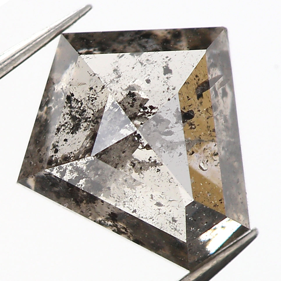 0.72 CT Natural Loose Pentagon Shape Diamond Salt And Pepper Pentagon Cut Diamond 6.00 MM Black Gray Color Pentagon Rose Cut Diamond QL9518