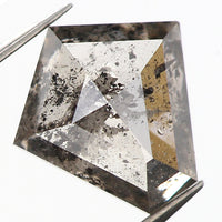 0.72 CT Natural Loose Diamond, Pentagon Cut Diamond, Salt And Pepper Diamond, Black Gray Pentagon Diamond, Rose Cut Diamond KDL9518