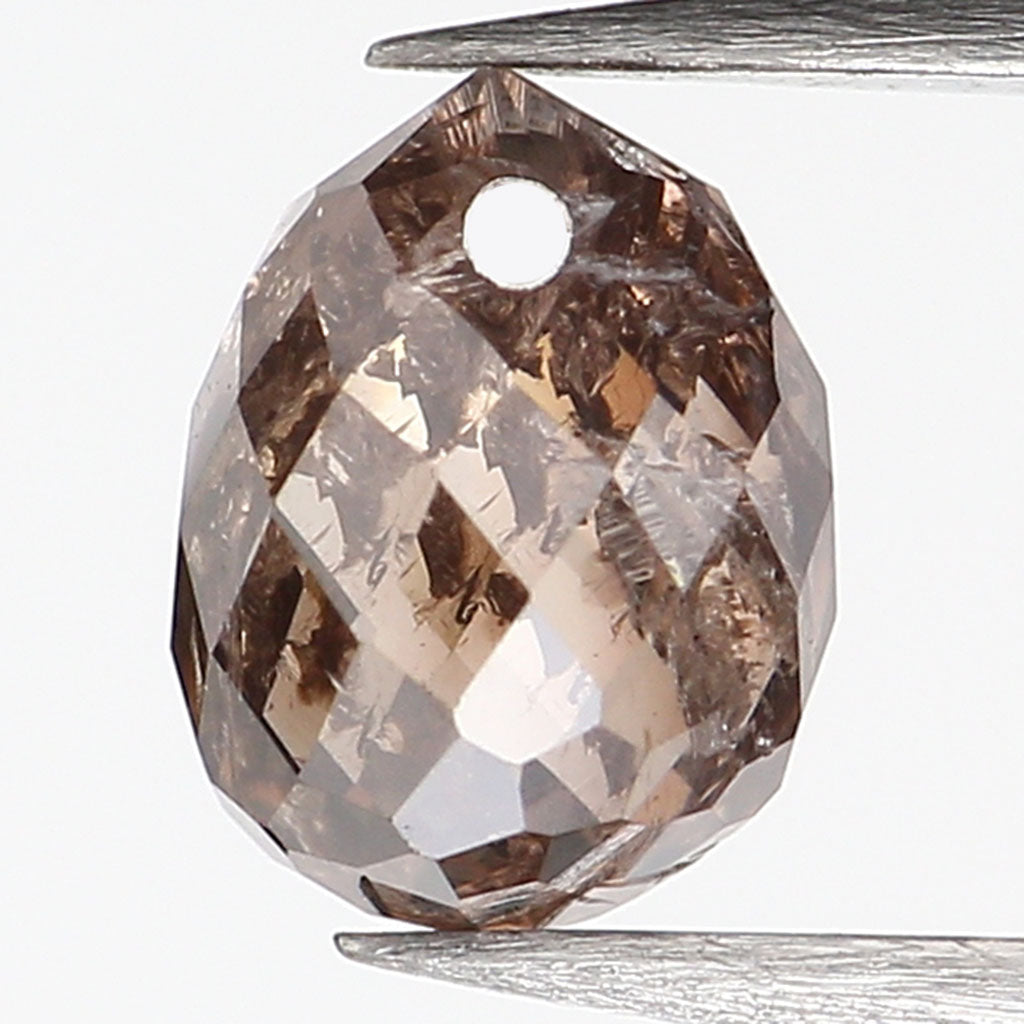 0.67 Ct Natural Loose Briolette Shape Diamond Brown Color Drop Diamond 5.05 MM Natural Loose Brown Color Briolette Rose Cut Diamond LQ9832