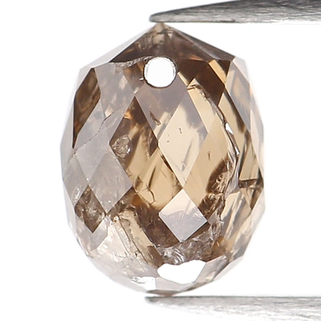 0.78 Ct Natural Loose Briolette Shape Diamond Brown Color Drop Diamond 5.30 MM Natural Loose Brown Color Briolette Rose Cut Diamond LQ9838