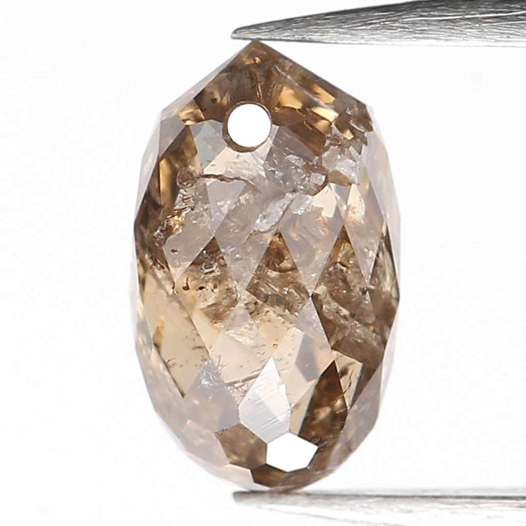 0.77 Ct Natural Loose Briolette Shape Diamond Brown Color Drop Diamond 6.25 MM Natural Loose Brown Color Briolette Rose Cut Diamond LQ9841