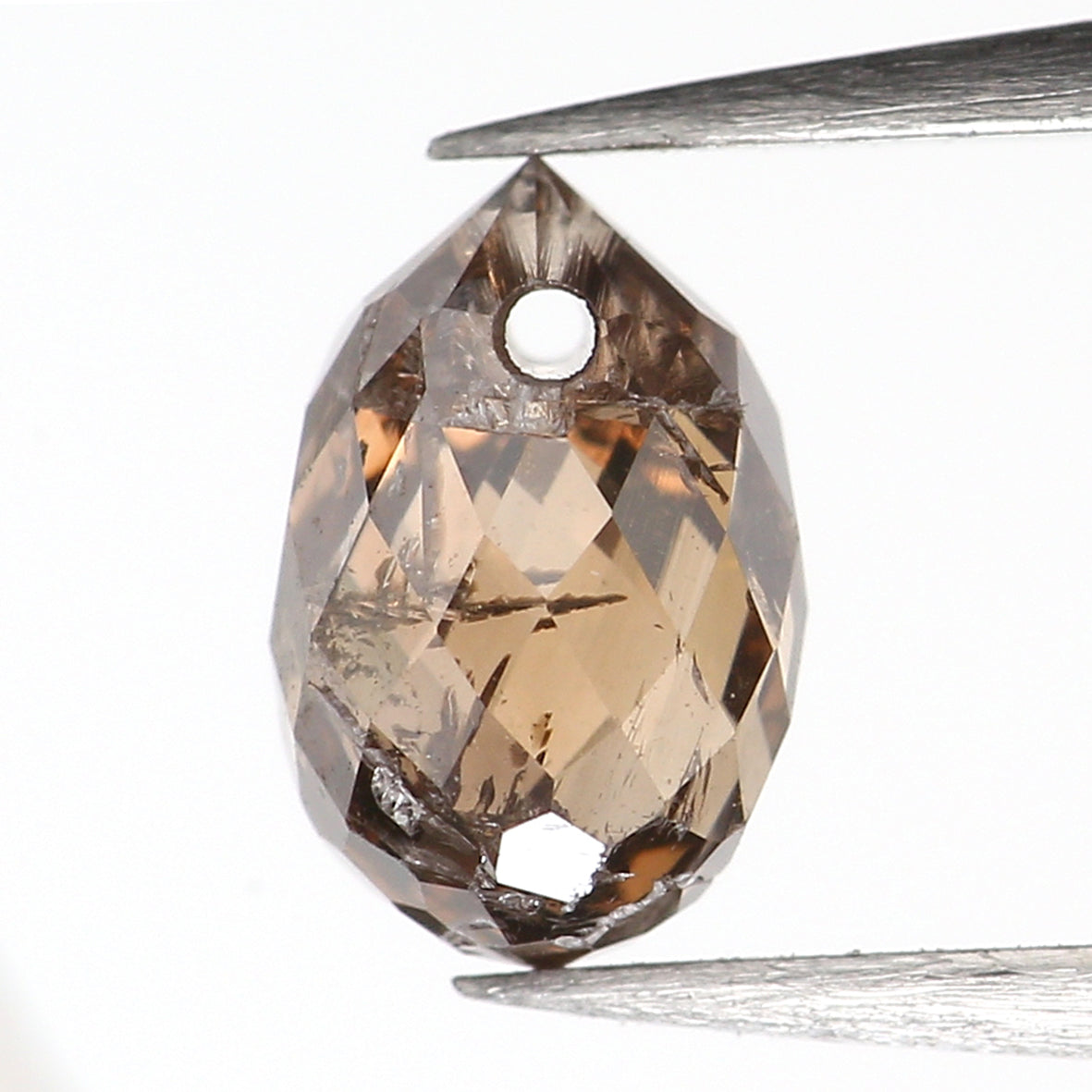 0.63 Ct Natural Loose Briolette Shape Diamond Brown Color Drop Diamond 5.55 MM Natural Loose Brown Color Briolette Rose Cut Diamond KQ2248