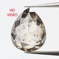 1.21 Ct Natural Loose Diamond Pear Black Grey Salt And Pepper Color 7.52 MM KDL9349