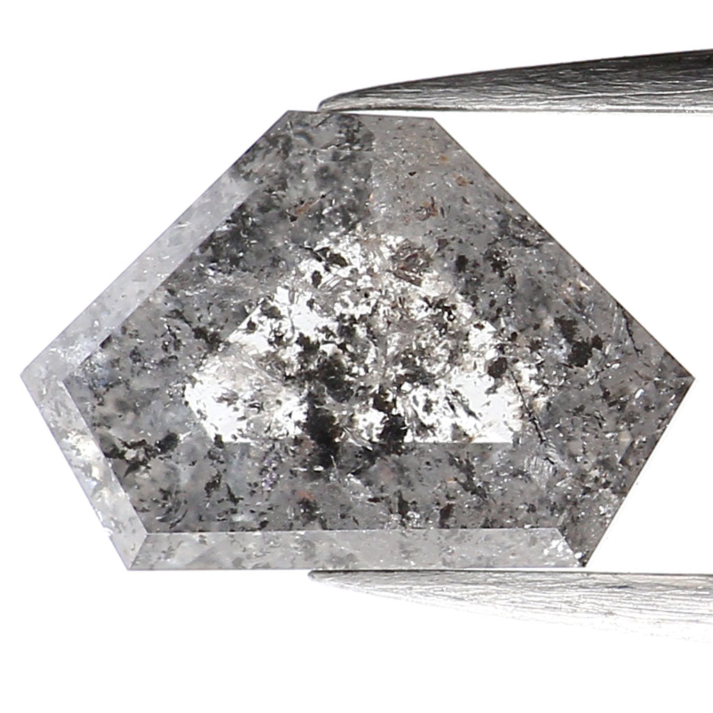 1.09 Ct Natural Loose Shield Shape Diamond Salt And Pepper Shield Cut Diamond 5.45 MM Black Gray Color Shield Shape Rose Cut Diamond QL253