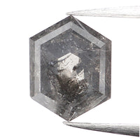 0.90 CT Hexagon Cut Diamond, Salt and Pepper Diamond, Natural Loose Diamond, Black Diamond, Grey Diamond, Rustic  Rose Cut Diamond KDL9970
