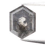 0.90 CT Hexagon Cut Diamond, Salt and Pepper Diamond, Natural Loose Diamond, Black Diamond, Grey Diamond, Rustic  Rose Cut Diamond KDL9970