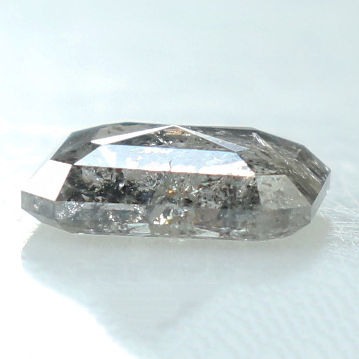0.74 CT Natural Loose Emerald Shape Diamond Salt And Pepper Emerald Shape Diamond 6.30 MM Black Grey Color Emerald Rose Cut Diamond QL8434