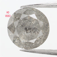0.70 Ct Natural Loose Diamond, Round Brilliant Cut, Salt And Pepper Diamond, Black Gray Diamond, Rustic Diamond, Round Cut Diamond L446