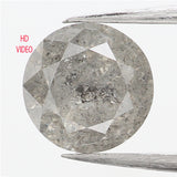 0.70 Ct Natural Loose Diamond, Round Brilliant Cut, Salt And Pepper Diamond, Black Gray Diamond, Rustic Diamond, Round Cut Diamond L446
