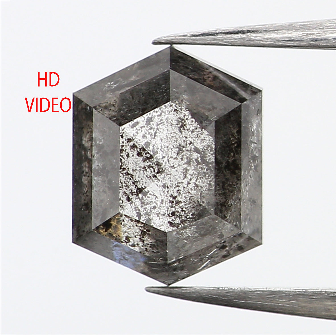 1.00 CT Natural Loose Hexagon Shape Diamond Salt And Pepper Hexagon Diamond 6.35 MM Black Grey Color Hexagon Shape Rose Cut Diamond QL276