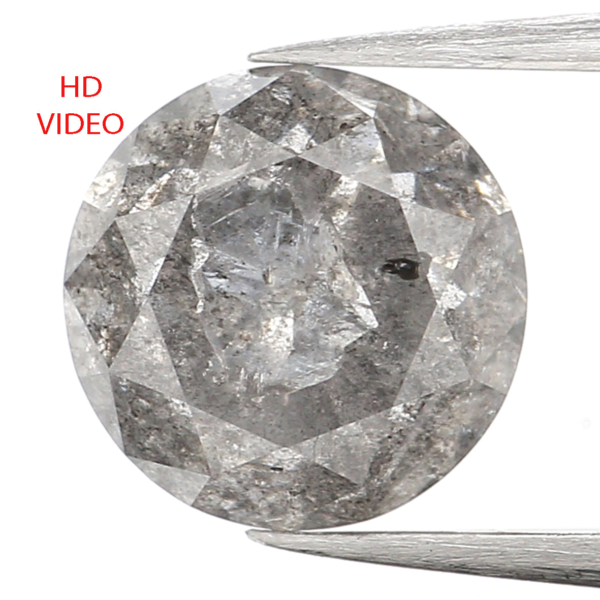 1.45 CT Natural Loose Round Shape Diamond Black Grey Color Round Shape Diamond 6.70 MM Salt And Pepper Round Brilliant Cut Diamond QL013