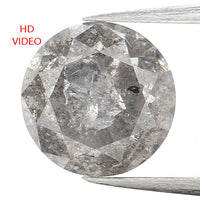 1.45 Ct Natural Loose Diamond, Round Brilliant Cut, Salt Pepper Diamond, Black Diamond, Gray Diamond, Rustic Diamond, Round Diamond KDL013