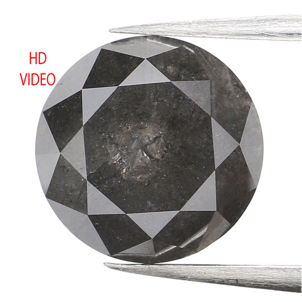 3.34 Ct Natural Loose Diamond, Grey Diamond, Round Diamond, Round Brilliant Cut Diamond, Sparkling Diamond, Rustic Diamond KDL386