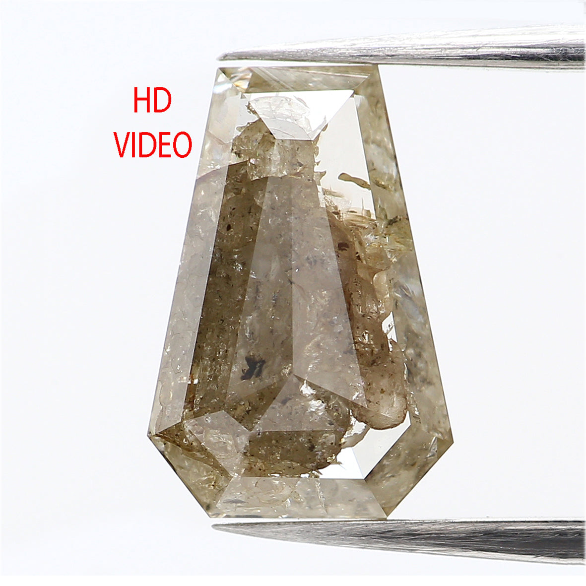 2.61 CT Natural Loose Coffin Cut Diamond Grey Brown Color Coffin Shape Diamond 11.05 MM Natural Loose Diamond Coffin Rose Cut Diamond QL400