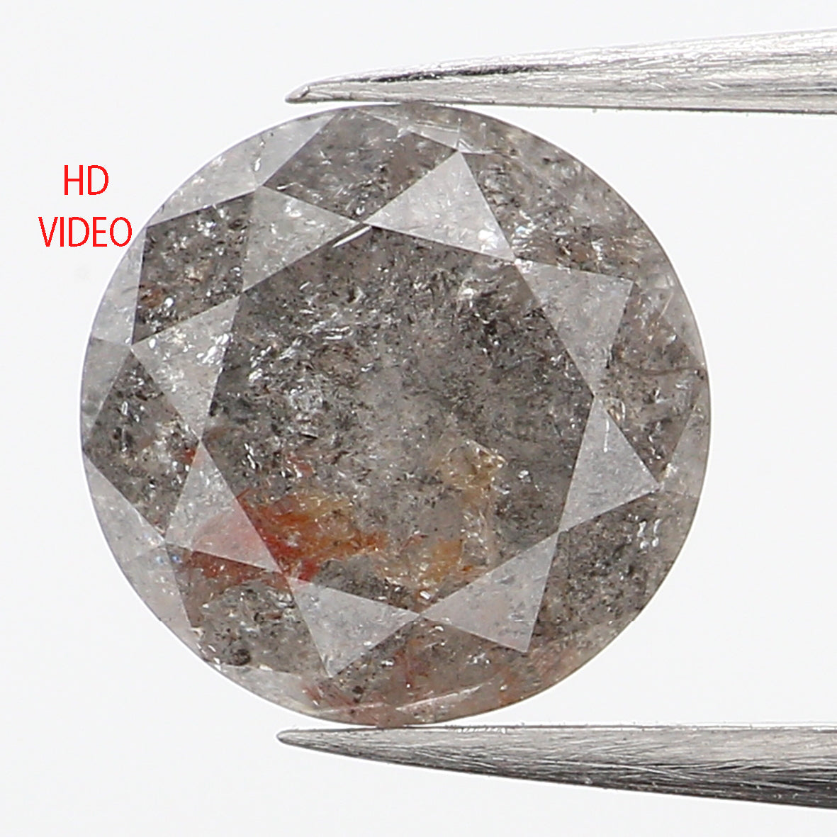 1.28 Ct Natural Loose Diamond, Grey Diamond, Round Diamond, Round Brilliant Cut Diamond, Sparkling Diamond, Rustic Diamond L443