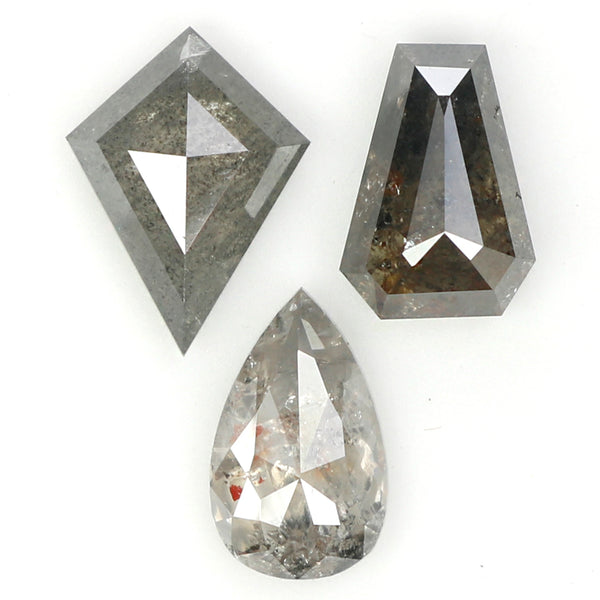 1.54 Ct Natural Loose Diamond, Mix Diamond, Salt And Pepper Diamond, Black Diamond, Grey Diamond, Minimal Diamond, Geometric Diamond, KDL713