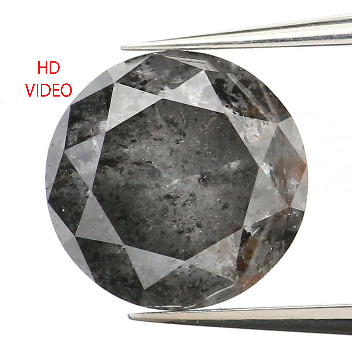 1.69 Ct Natural Loose Diamond, Round Brilliant Cut, Salt Pepper Diamond, Black Diamond, Gray Diamond, Rustic Diamond, Round Diamond KDL9282