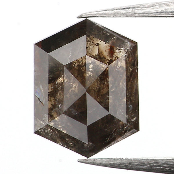 0.65 Ct Natural Loose Diamond, Hexagon Diamond, Black Brown Diamond, Polished Diamond, Rustic Diamond, Rose Cut Diamond, KDK2330