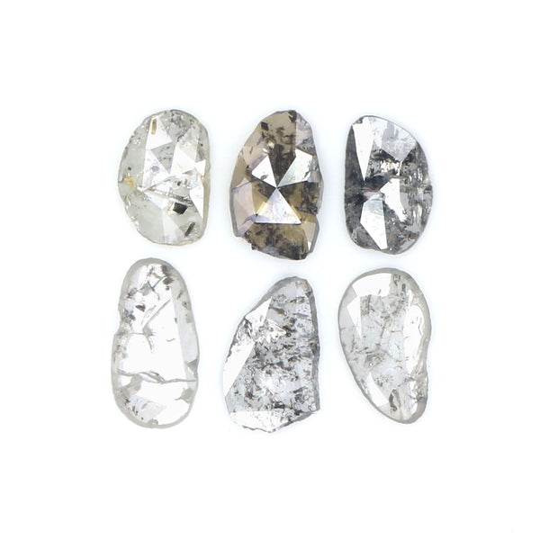 Natural Loose Slice Salt And Pepper Diamond Black Grey Color 1.09 CT 5.27 MM Slice Shape Rose Cut Diamond L2503