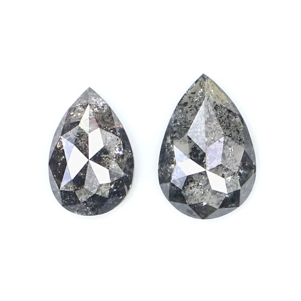 Natural Loose Pear Salt And Pepper Diamond Black Grey Color 0.65 CT 5.46 MM Pear Shape Rose Cut Diamond L2456