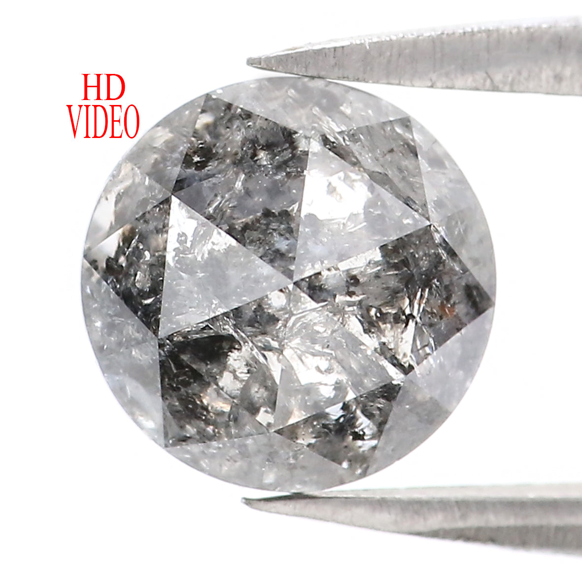 1.86 CT Natural Loose Round Rose Cut Diamond Salt And Pepper Round Diamond 7.25 MM Natural Loose Black Grey Color Rose Cut Diamond QL2001