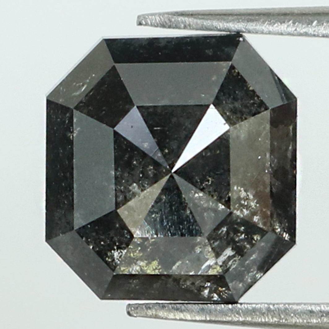 2.68 CT Natural Loose Radiant Shape Diamond Salt And Pepper Radiant Shape Diamond 8.00 MM Black Grey Color Radiant Rose Cut Diamond QL8258