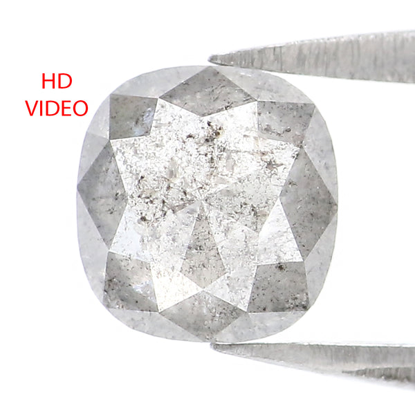 Natural Loose Cushion Salt And Pepper Diamond Grey Color 1.06 CT 6.25 MM Cushion Shape Rose Cut Diamond KDL2192