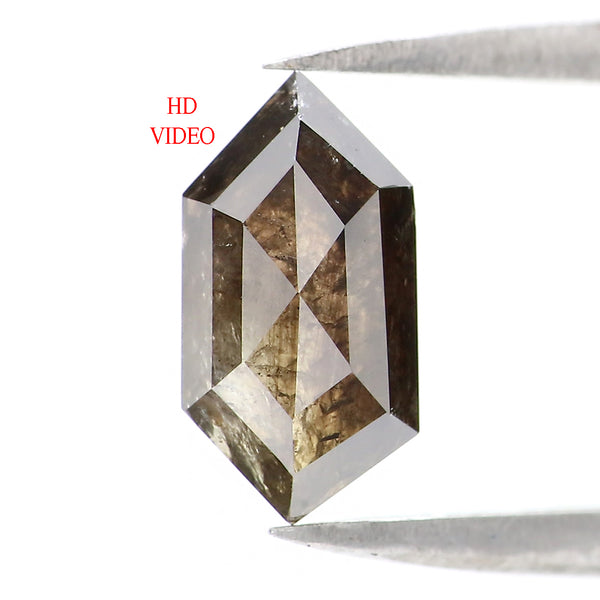 Natural Loose Hexagon Green Black Color Diamond 1.49 CT 9.80 MM Hexagon Shape Rose Cut Diamond KR1872