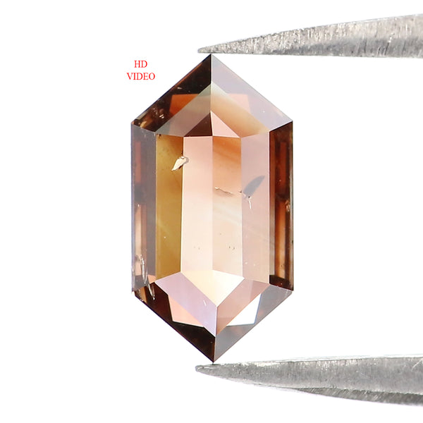 Natural Loose Hexagon Brown Color Diamond 0.65 CT 8.05 MM Hexagon Shape Rose Cut Diamond KDL1861