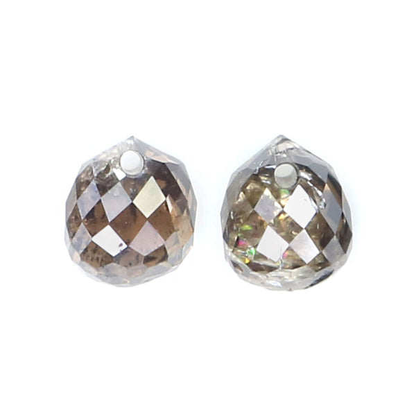 Natural Loose briolette Brown Color Diamond 0.86 CT 4.00 MM Drop Shape Rose Cut Diamond L9990