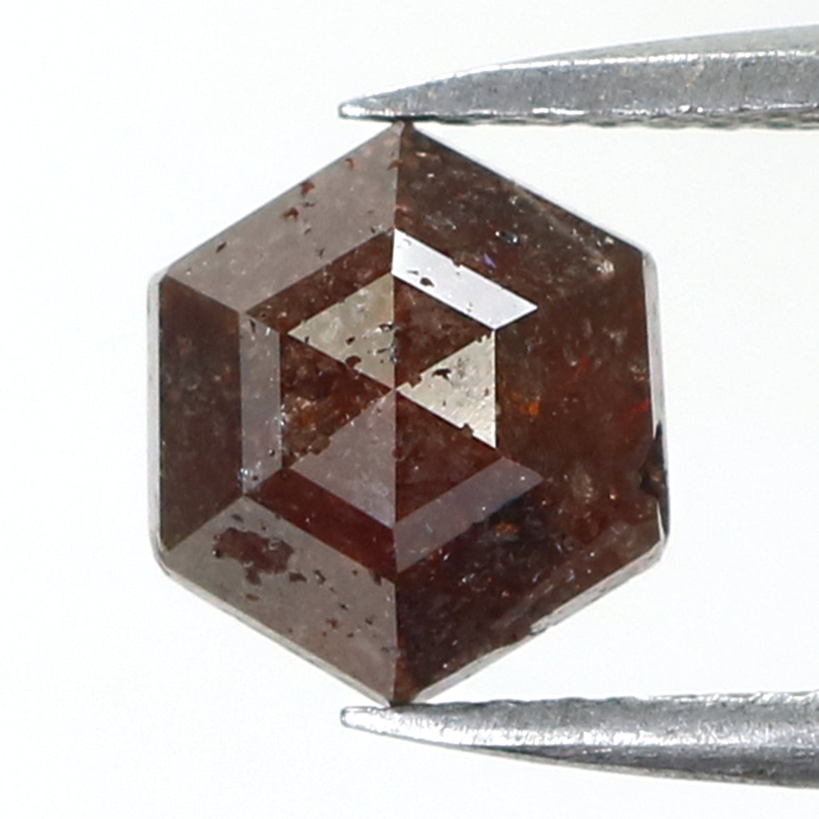 Natural Loose Hexagon Brown Color Diamond 2.14 CT 7.80 MM Hexagon Shape Rose Cut Diamond KR2102