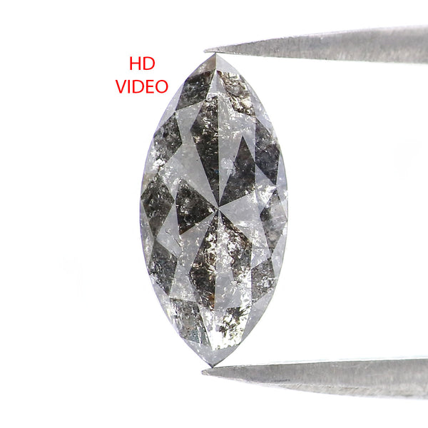 Natural Loose Marquise Salt And Pepper Diamond Black Grey Color 1.16 CT 10.92 MM Marquise Shape Rose Cut Diamond L2167