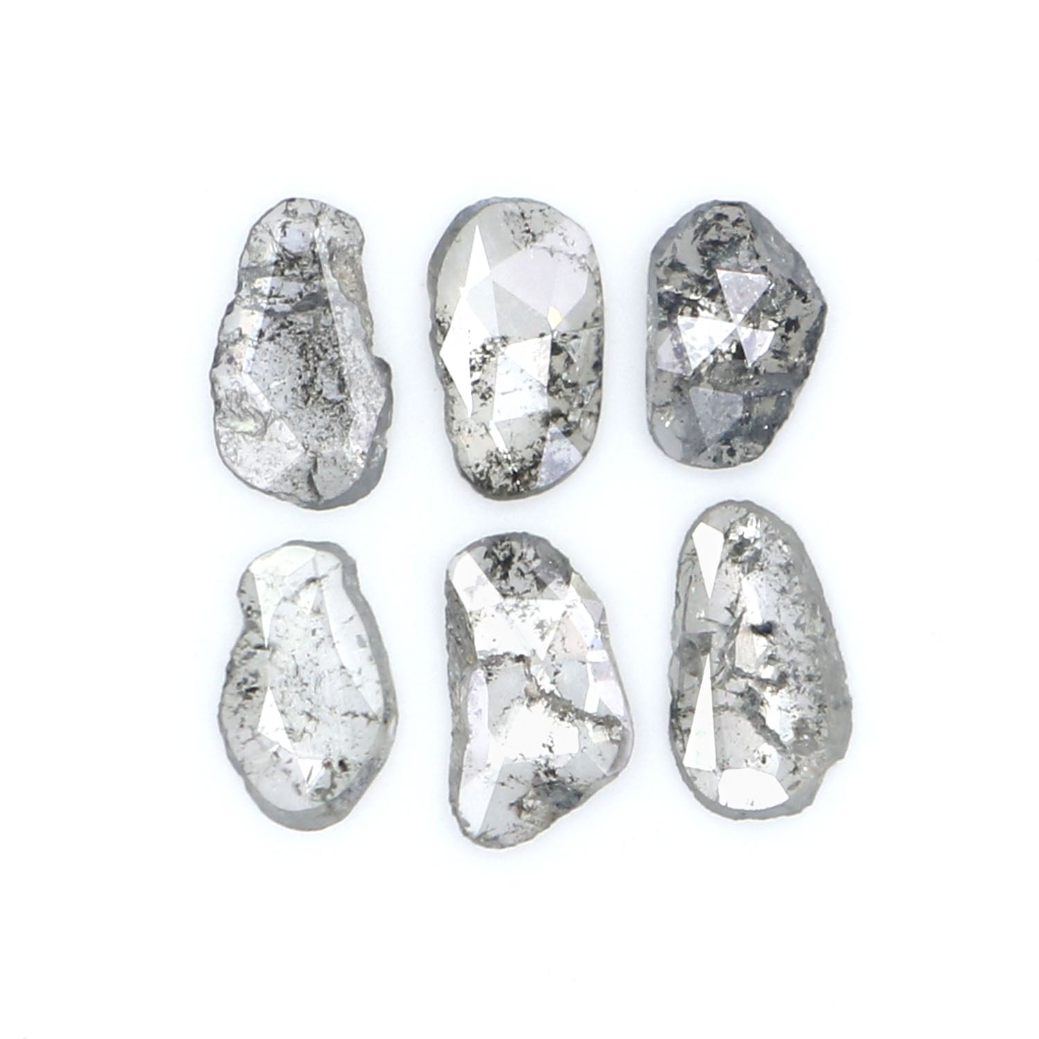 1.02 Ct Natural Loose Slice Shape Diamond Salt And Pepper Slice Diamond 5.00 MM Natural Loose Black Grey Color Irregular Cut Diamond LQ2504
