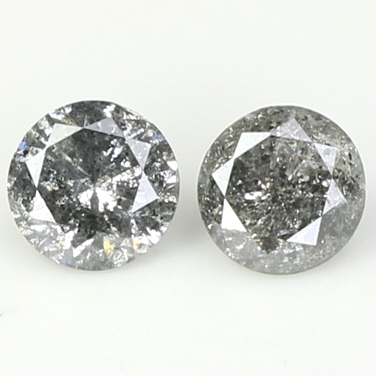 0.63 CT Natural Loose Round Cut Pair Diamond Salt And Pepper Round Shape Diamond 4.20 MM Black Grey Color Round Brilliant Cut Diamond QL1377