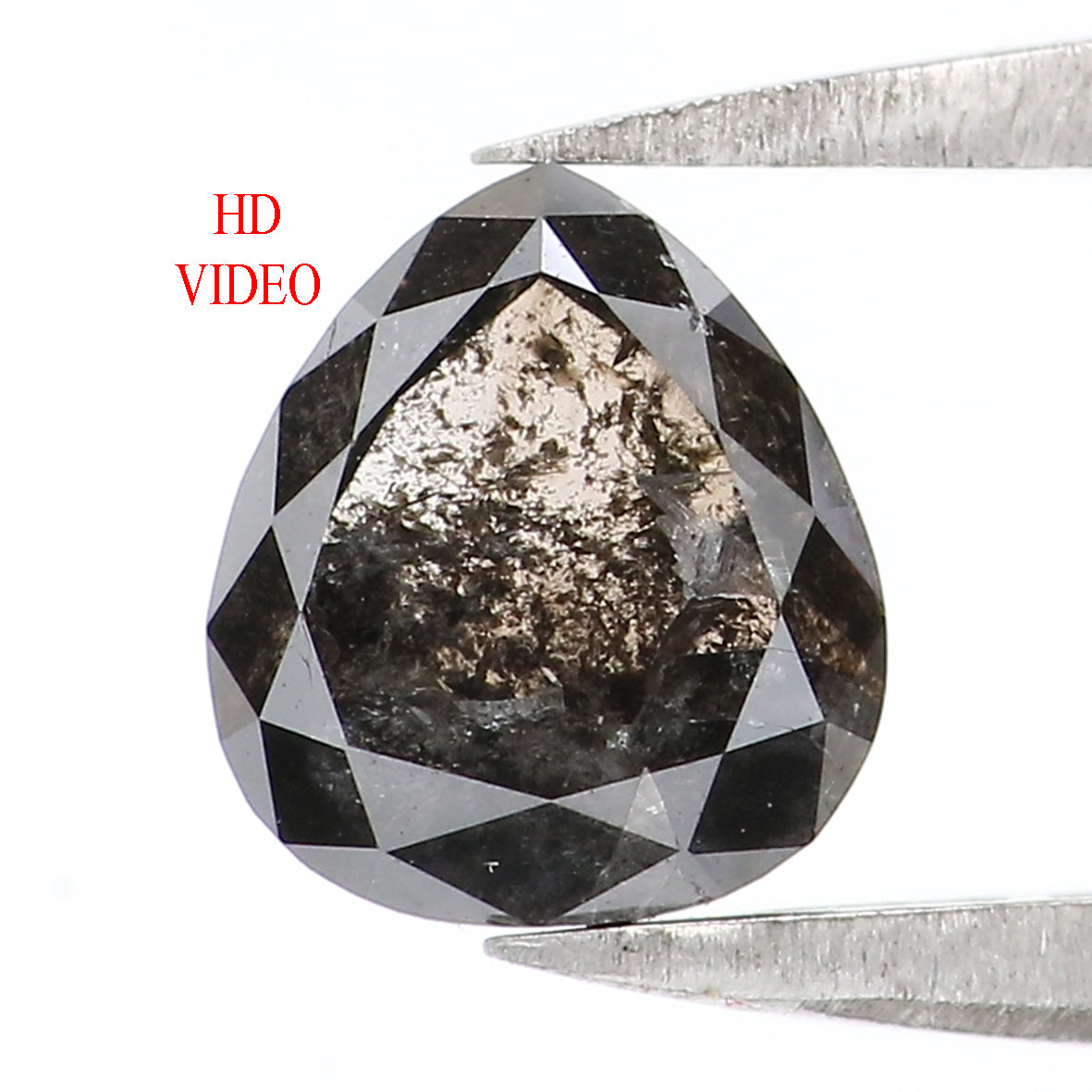 1.23 CT Natural Loose Pear Shape Diamond Salt And Pepper Pear Cut Diamond 6.50 MM Natural Black Grey Color Pear Brilliant Cut Diamond KQ1806