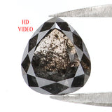 Natural Loose Pear Salt And Pepper Diamond Black Color 1.23 CT 6.50 MM Pear Shape Rose Cut Diamond KR1806