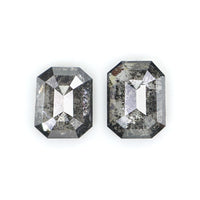 Natural Loose Emerald Salt And Pepper Diamond Black Grey Color 0.65 CT 4.45 MM Emerald Shape Rose Cut Diamond KDL2544