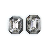 Natural Loose Emerald Salt And Pepper Diamond Black Grey Color 0.65 CT 4.45 MM Emerald Shape Rose Cut Diamond KDL2544