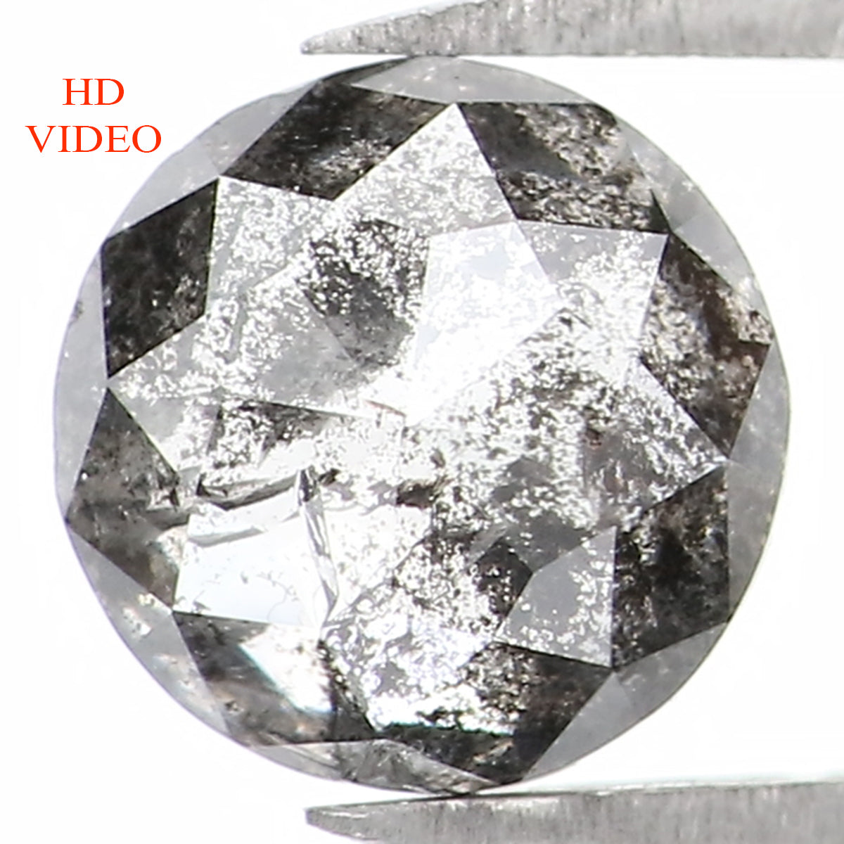 1.08 Ct Natural Loose Round Rose Cut Diamond Black Grey Color Rose Cut Diamond 6.35 MM Natural Loose Salt And Pepper Rose Cut Diamond QL1402