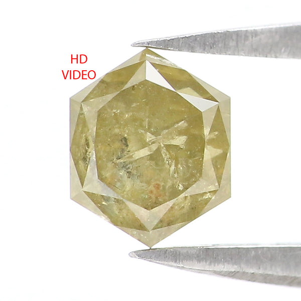 Natural Loose Hexagon Yellow Green Color Diamond 0.95 CT 6.11 MM Hexagon Shape Rose Cut Diamond L2509