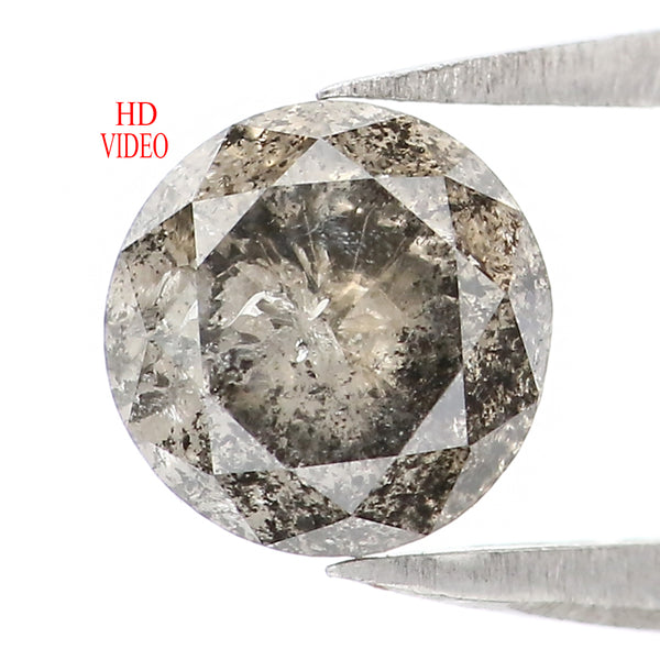 Natural Loose Round Salt And Pepper Diamond Black Grey Color 1.16 CT 6.30 MM Round Brilliant Cut Diamond L8447