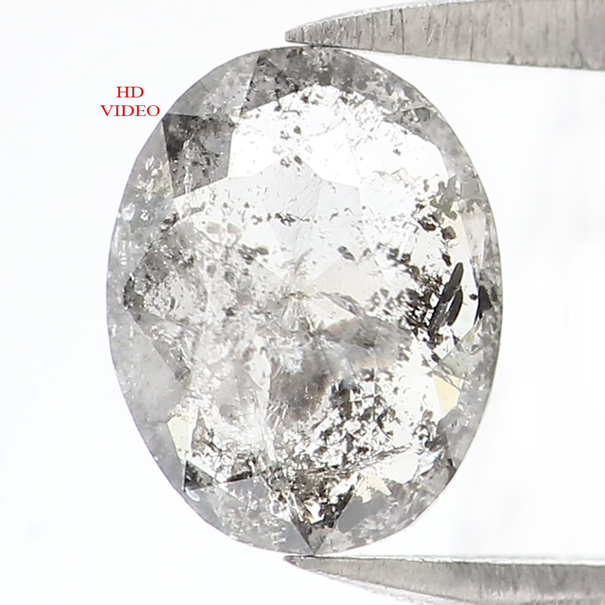 Natural Loose Oval Salt And Pepper Diamond Black Grey Color 0.74 CT 7.00 MM Oval Shape Rose Cut Diamond KDL1521