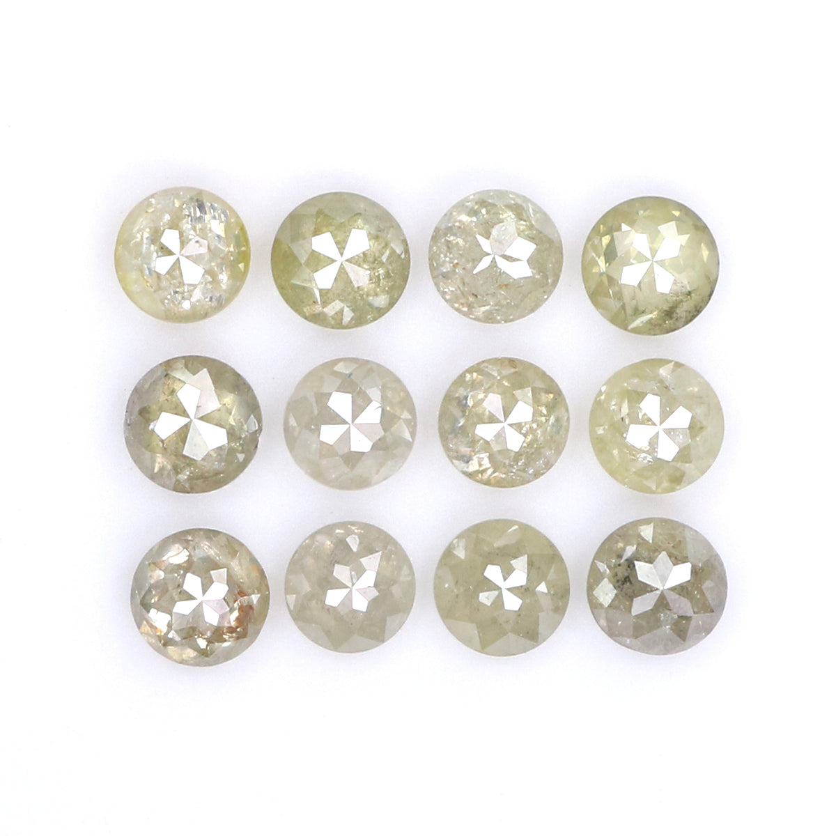 1.65 CT Natural Loose Round Rose Cut Diamond Grey Color Round Shape Diamond 3.05 MM Natural Loose Green Color Round Rose Cut Diamond KQ950