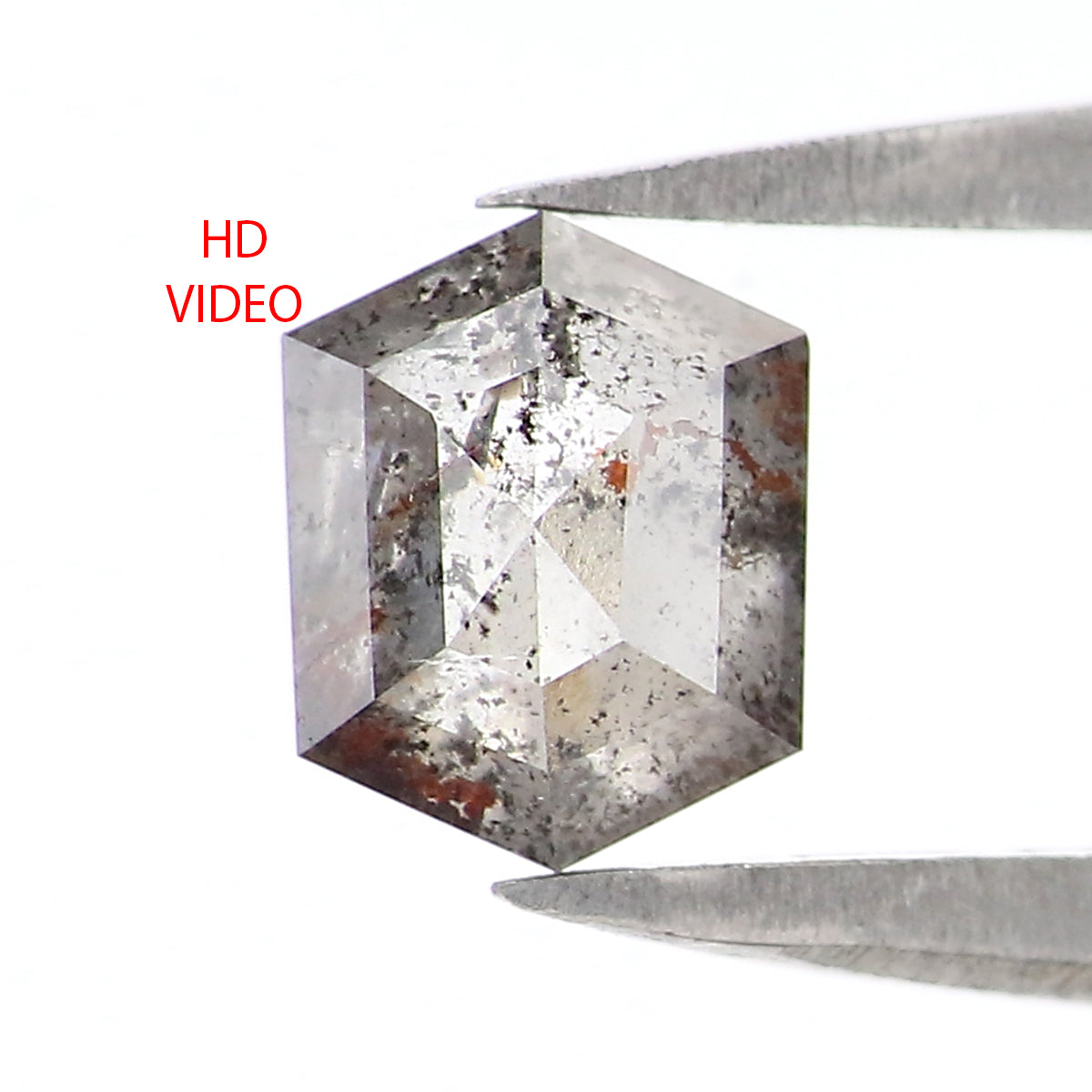 0.66 CT Natural Loose Hexagon Shape Diamond Salt And Pepper Hexagon Diamond 5.80 MM Natural Loose Black Grey Hexagon Rose Cut Diamond LQ2563
