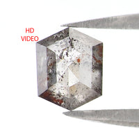 Natural Loose Hexagon Salt And Pepper Diamond Black Grey Color 0.66 CT 5.78 MM Hexagon Shape Rose Cut Diamond L2563