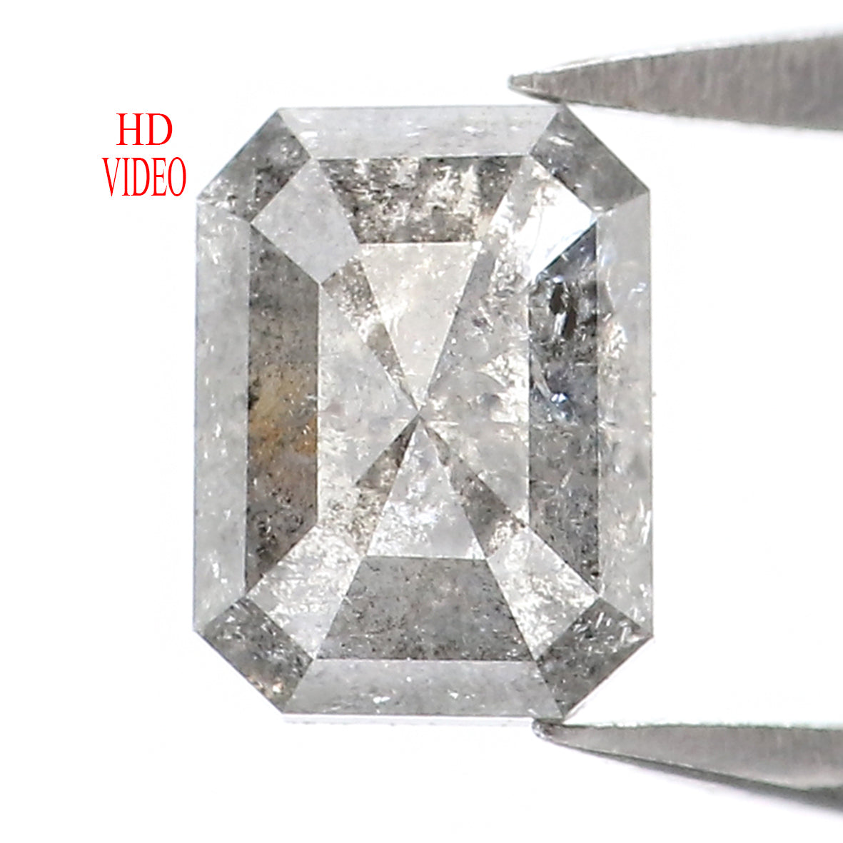0.82 CT Natural Loose Emerald Shape Diamond Salt And Pepper Emerald Cut Diamond 6.10 MM Natural Black Grey Emerald Rose Cut Diamond LQ2003