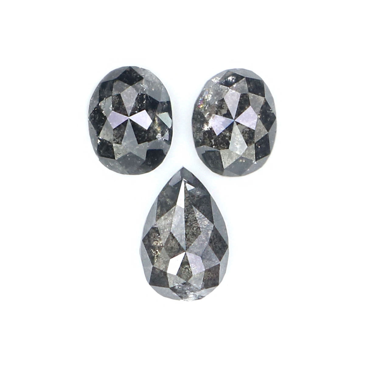 Natural Loose Mix Shape Salt And Pepper Diamond Black Grey Color 0.81 CT 4.46 MM Mix Shape Rose Cut Diamond KDL2446