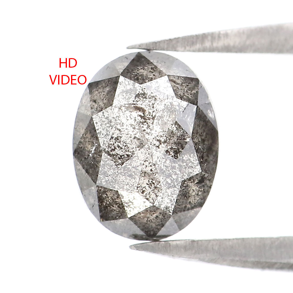 1.37 Ct Natural Loose Oval Shape Diamond Black Grey Color Diamond 7.35 MM Natural Loose Diamond Salt and Pepper Oval Shape Diamond QL2299