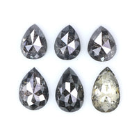 Natural Loose Pear Salt And Pepper Diamond Black Grey Color 1.66 CT 4.20 MM Pear Shape Rose Cut Diamond L790