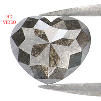 1.45 CT Natural Loose Heart Shape Diamond Salt And Pepper Heart Rose Cut Diamond 6.45 MM Black Grey Color Heart Rose Cut Diamond QL1943